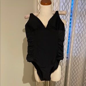 Black Ruched One-Piece Swimsuit